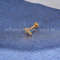 Piercing Labret Titânio Cruz Rosca Interna