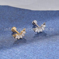 Piercing Labret Aço Cirúrgico Cluster Indiano 5 Zircônia