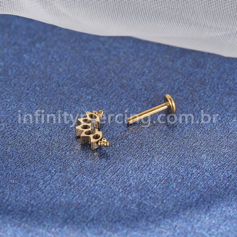 Piercing Labret Titânio Indiano Cluster Zircônias Cravejadas