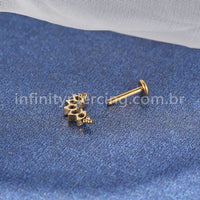 Piercing Labret Titânio Indiano Cluster Zircônias Cravejadas