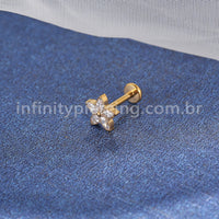 Piercing Labret Titânio Flor Zircônia Cravejada