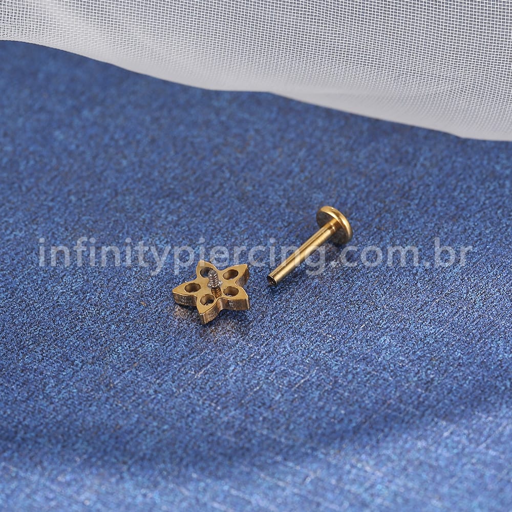 Piercing Labret Titânio Flor Zircônia Cravejada
