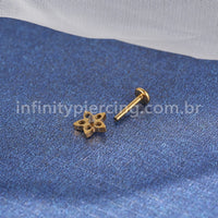 Piercing Labret Titânio Flor Zircônia Cravejada