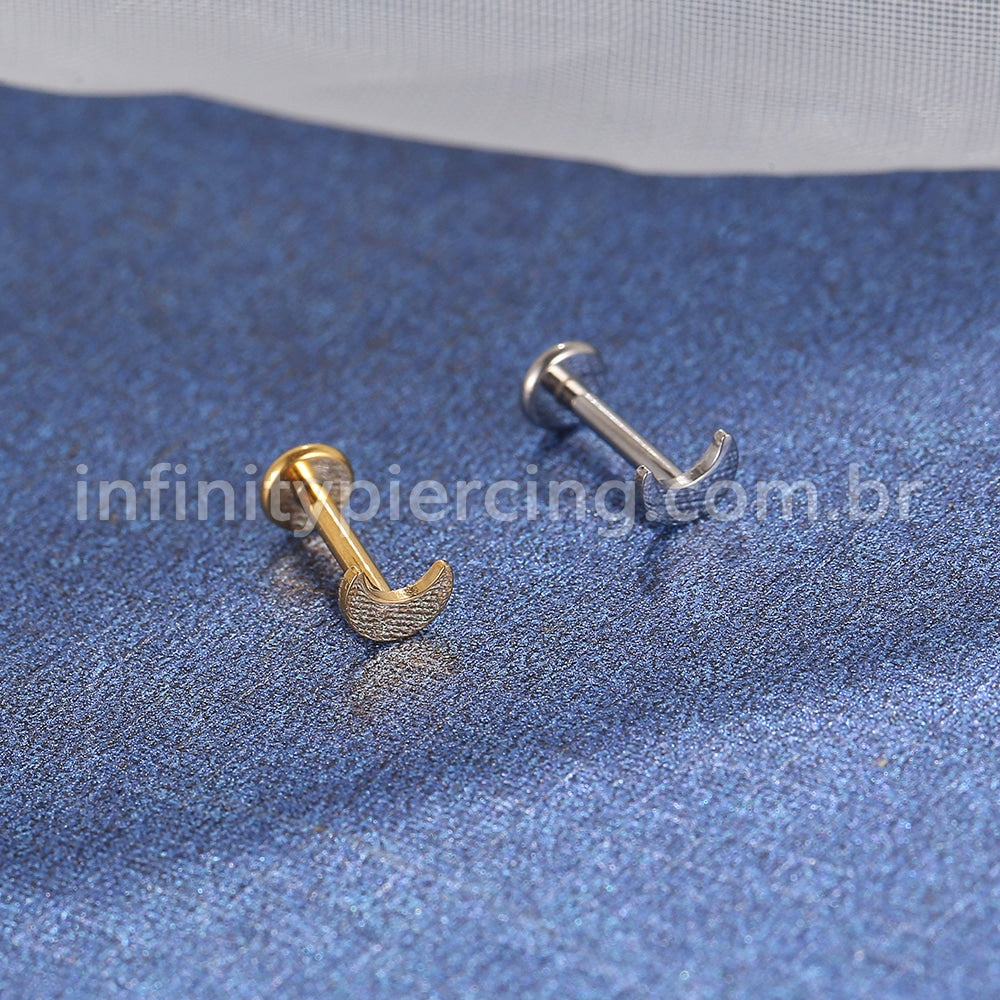 Piercing Labret Titânio Lua Rosca Interna