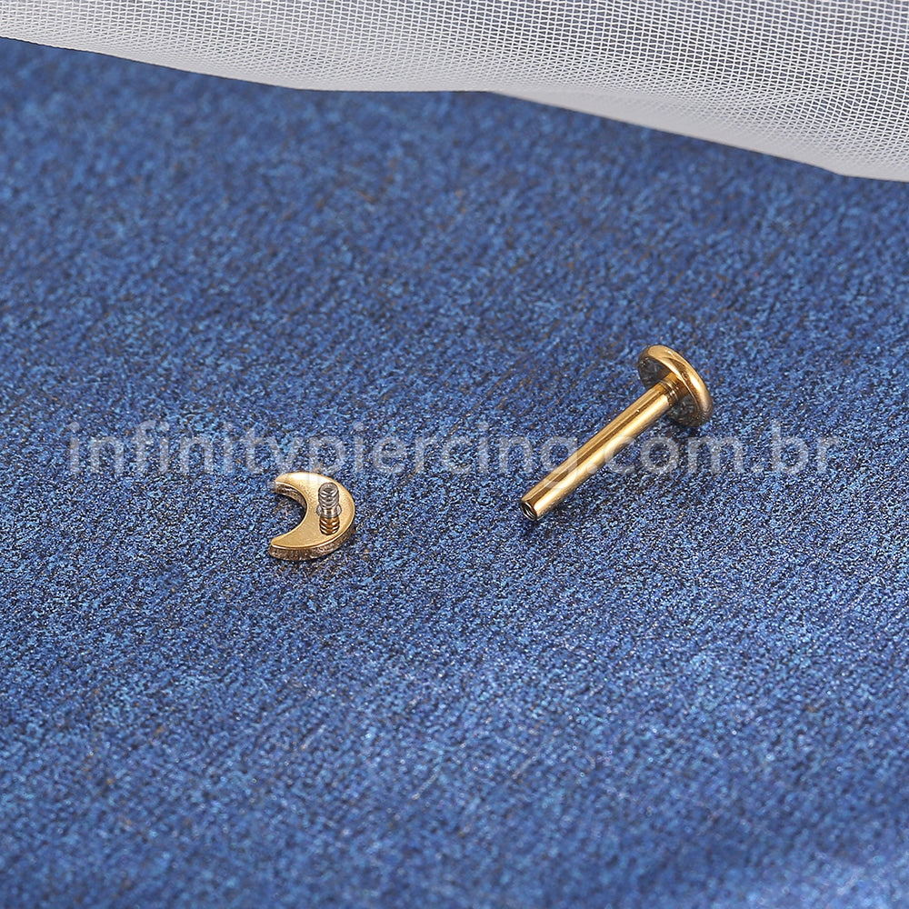 Piercing Labret Titânio Lua Rosca Interna