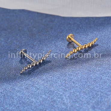 Piercing Labret Titânio Bolinhas Curvas