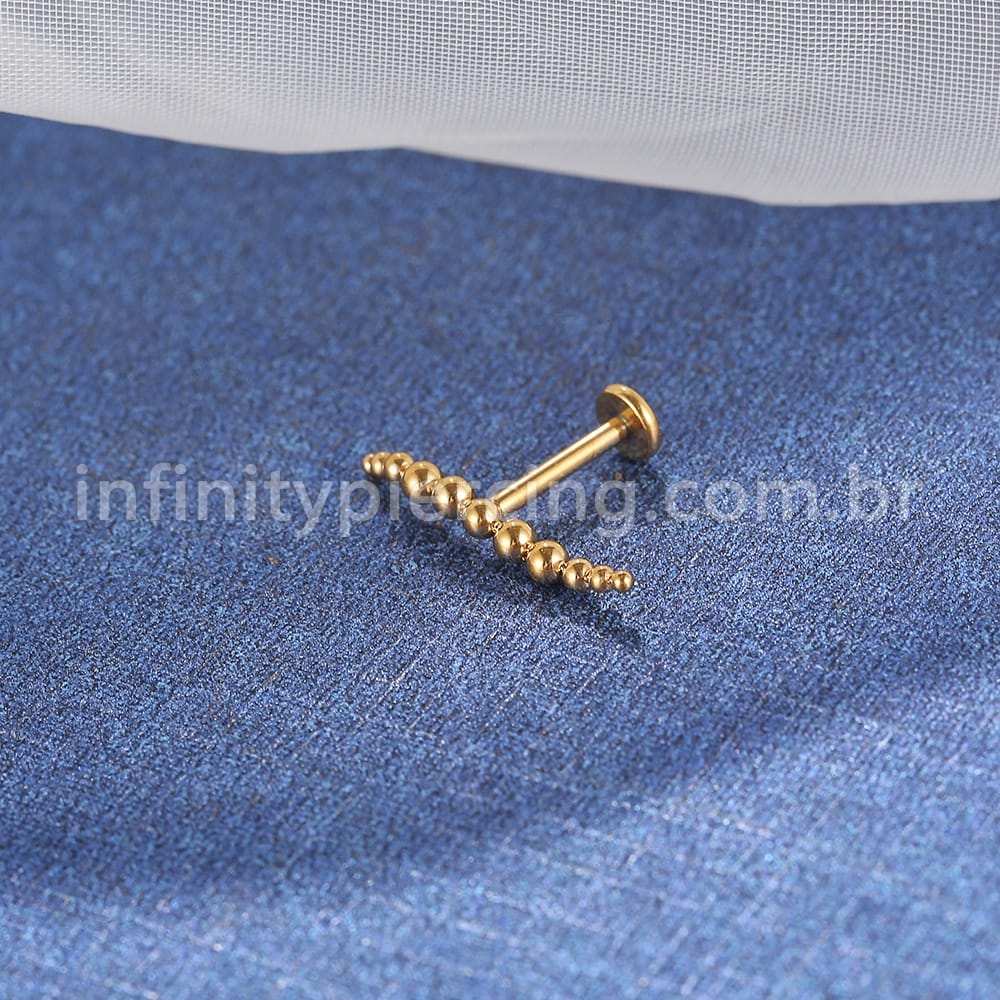 Piercing Labret Titânio Bolinhas Curvas