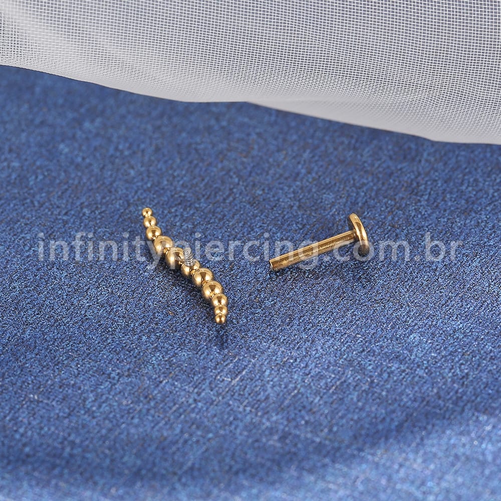 Piercing Labret Titânio Bolinhas Curvas