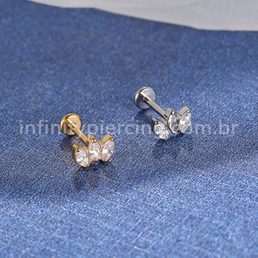 Piercing Labret Titânio 3 Zircônias