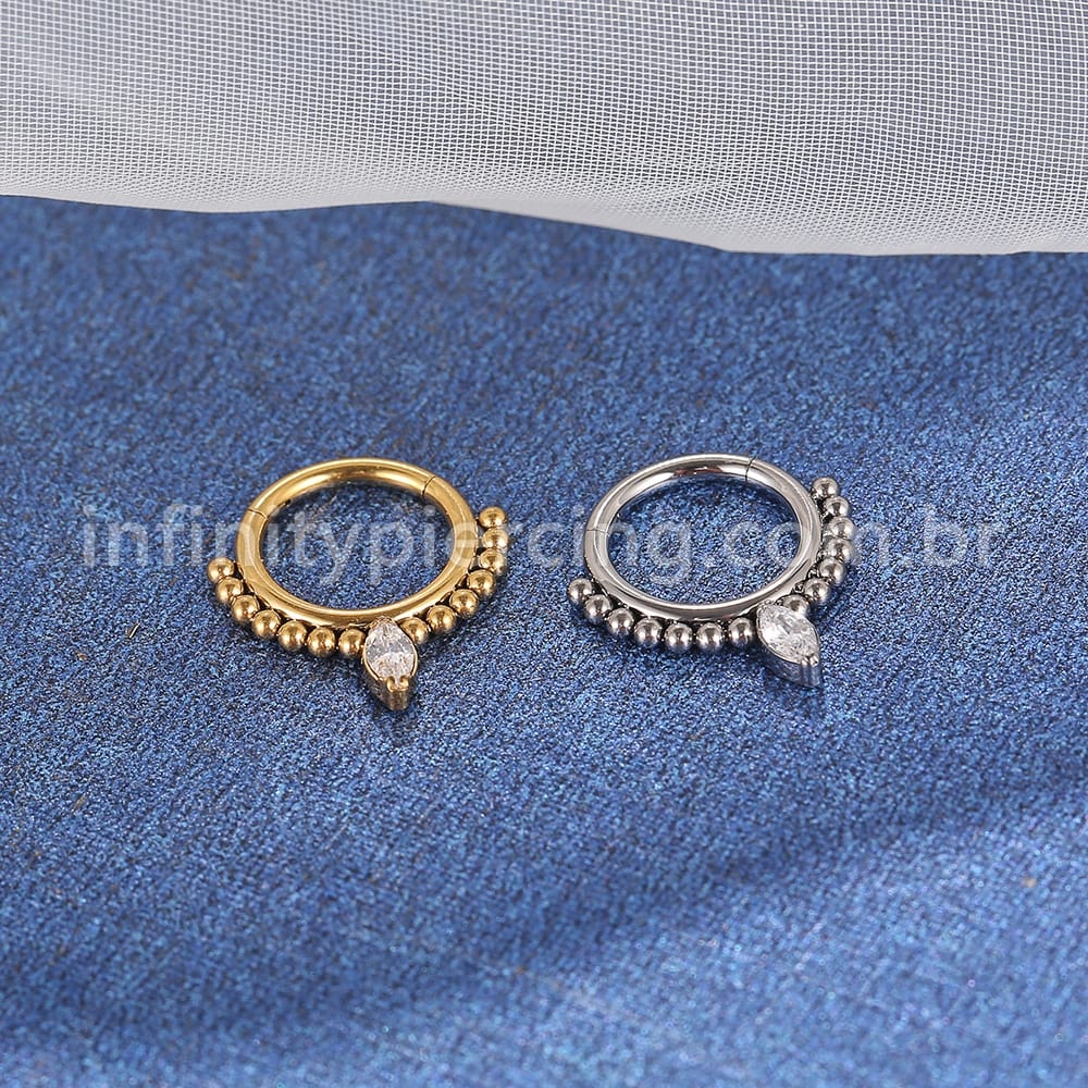 Piercing Argola Titânio Segmento Articulado Indiano Zircônia Cravejada
