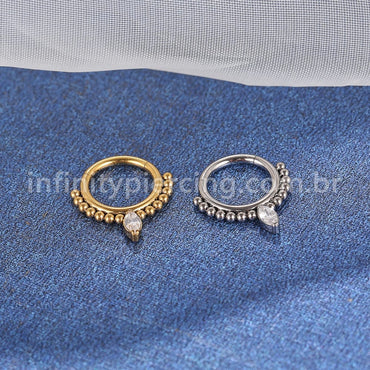 Piercing Argola Titânio Segmento Articulado Indiano Zircônia Cravejada