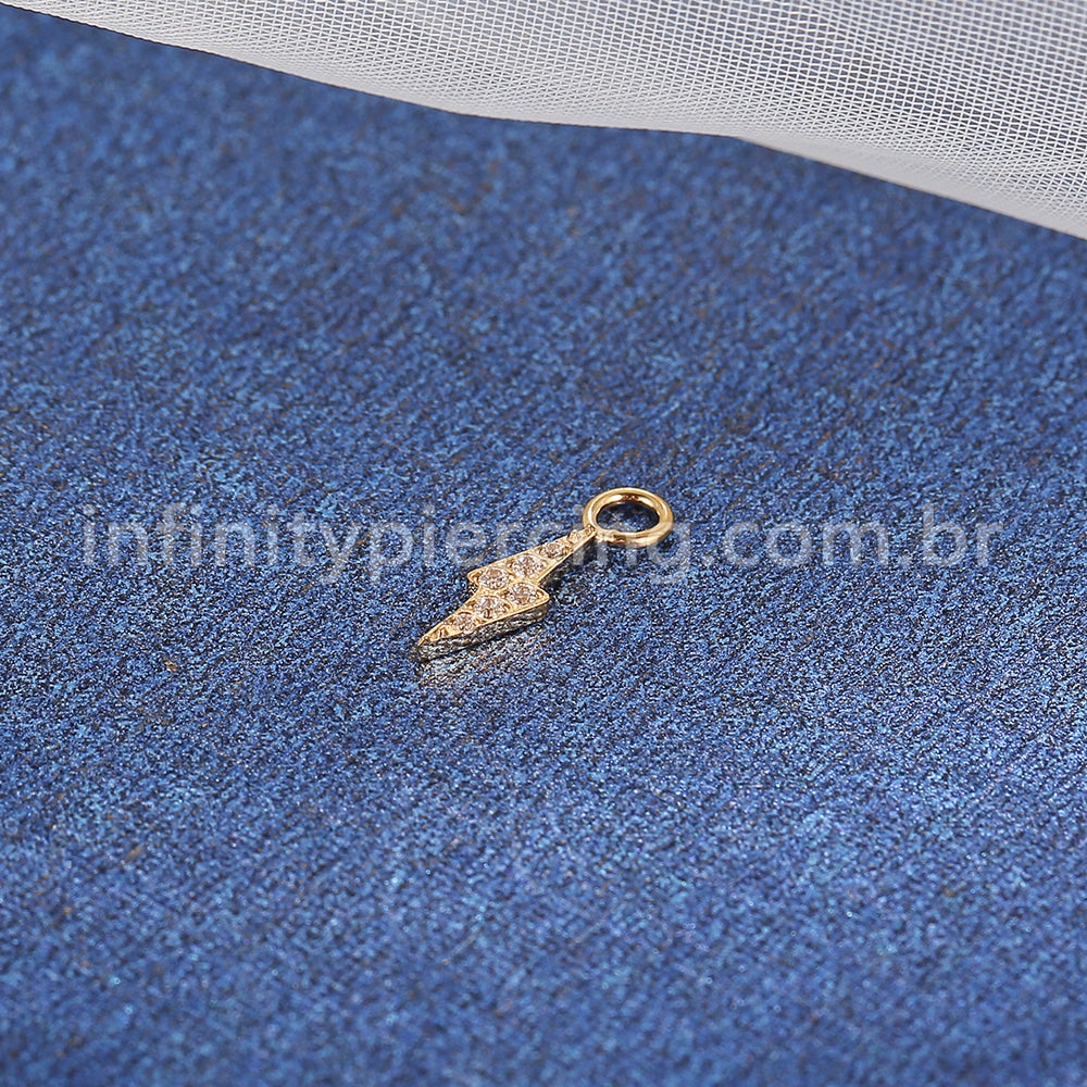 Pingente Para Piercing Titânio Mini Raio Zircônia