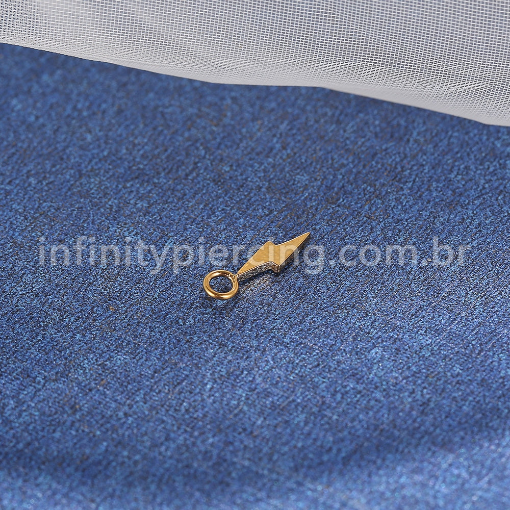 Pingente Para Piercing Titânio Mini Raio Zircônia