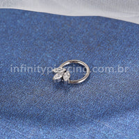 Piercing Argola Titânio Segmento Articulado 3 Zircônias Cravejada