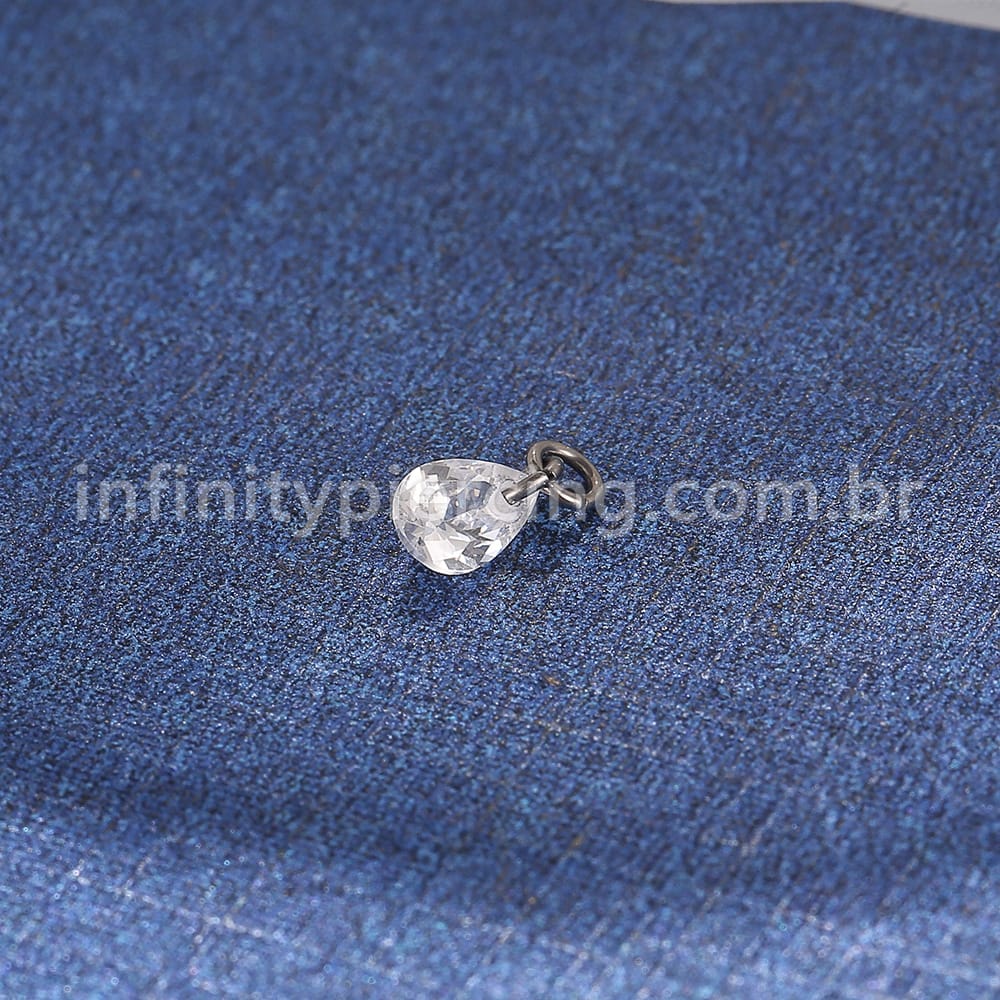 Pingente Para Piercing Titânio Gota Zircônia