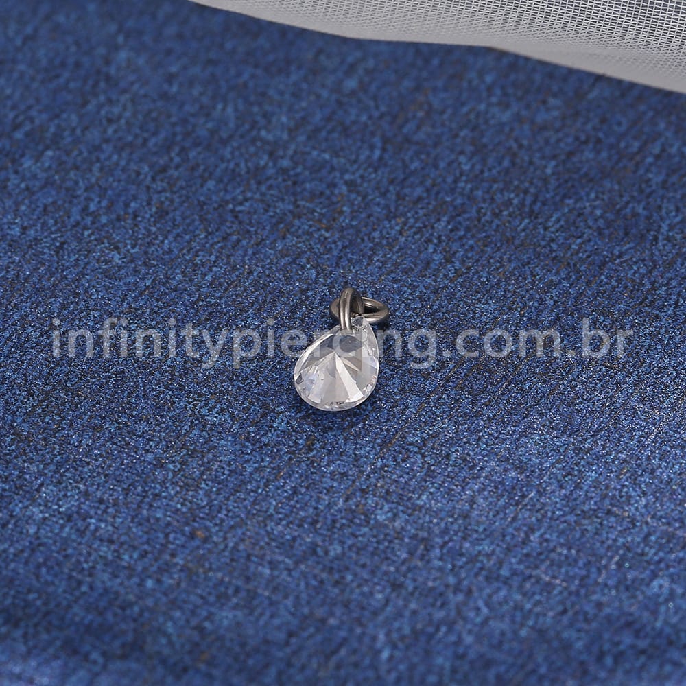 Pingente Para Piercing Titânio Gota Zircônia