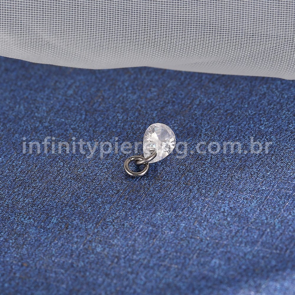 Pingente Para Piercing Titânio Gota Zircônia