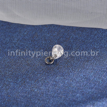 Pingente Para Piercing Titânio Gota Zircônia