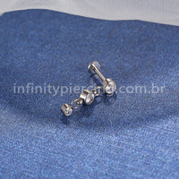 Piercing Labret Titânio Pingente 3 Zircônias