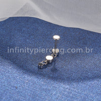 Piercing Labret Titânio Pingente 3 Zircônias