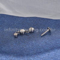Piercing Labret Titânio Pingente 3 Zircônias