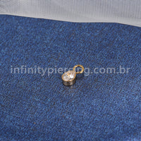 Pingente Para Piercing Titânio Gota Zircônia Cravejada