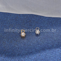 Pingente Para Piercing Titânio Gota Zircônia Cravejada