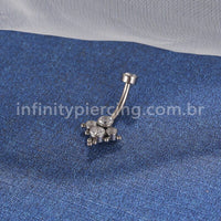 Piercing Banana Aço Cirúrgico Indiano 5 Zircônias Cravada