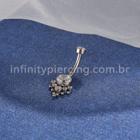 Piercing Banana Aço Cirúrgico Indiano 7 Zircônias Cravada
