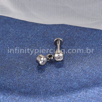 Piercing Labret Titânio Pingente 2 Zircônias