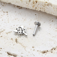 Piercing Labret em Titânio G23 com Duas Zircônias Simétricas de Brilho Suave, Design Minimalista Sofisticado