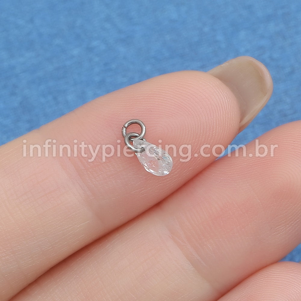 Pingente Para Piercing Titânio Gota Zircônia