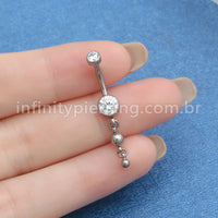 Piercing Banana Titânio Zircônia Com Pingente