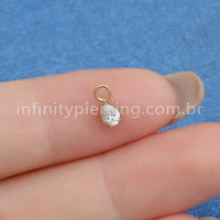 Pingente Para Piercing Titânio Gota Zircônia Cravejada