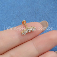 Piercing Labret Titânio Cluster Zircônias Cravejadas