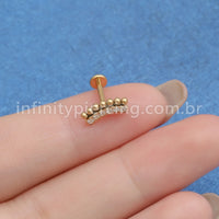 Piercing Labret Titânio Indiano Cluster Zircônias