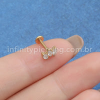 Piercing Labret Titânio 3 Zircônias