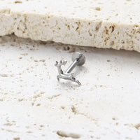 Piercing Labial em Titânio G23 com Design de Cervo Minimalista