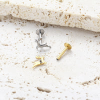 Piercing Labial em Titânio G23 com Design de Cervo Minimalista