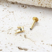 Piercing Labial em Titânio G23 com Design de Cervo Minimalista