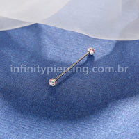 Piercing Barbell Titânio Cristais Swaroski