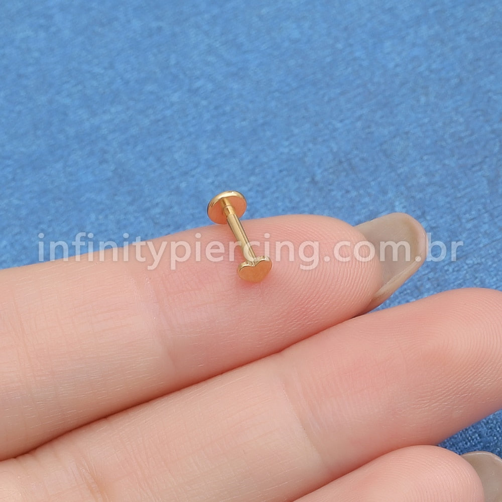 Piercing Labret Titânio Coração Liso Rosca Interna