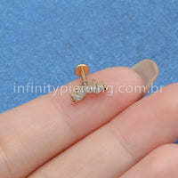 Piercing Labret Titânio Indiano Cluster Zircônias Cravejadas