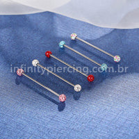Piercing Barbell Titânio Cristais Swaroski