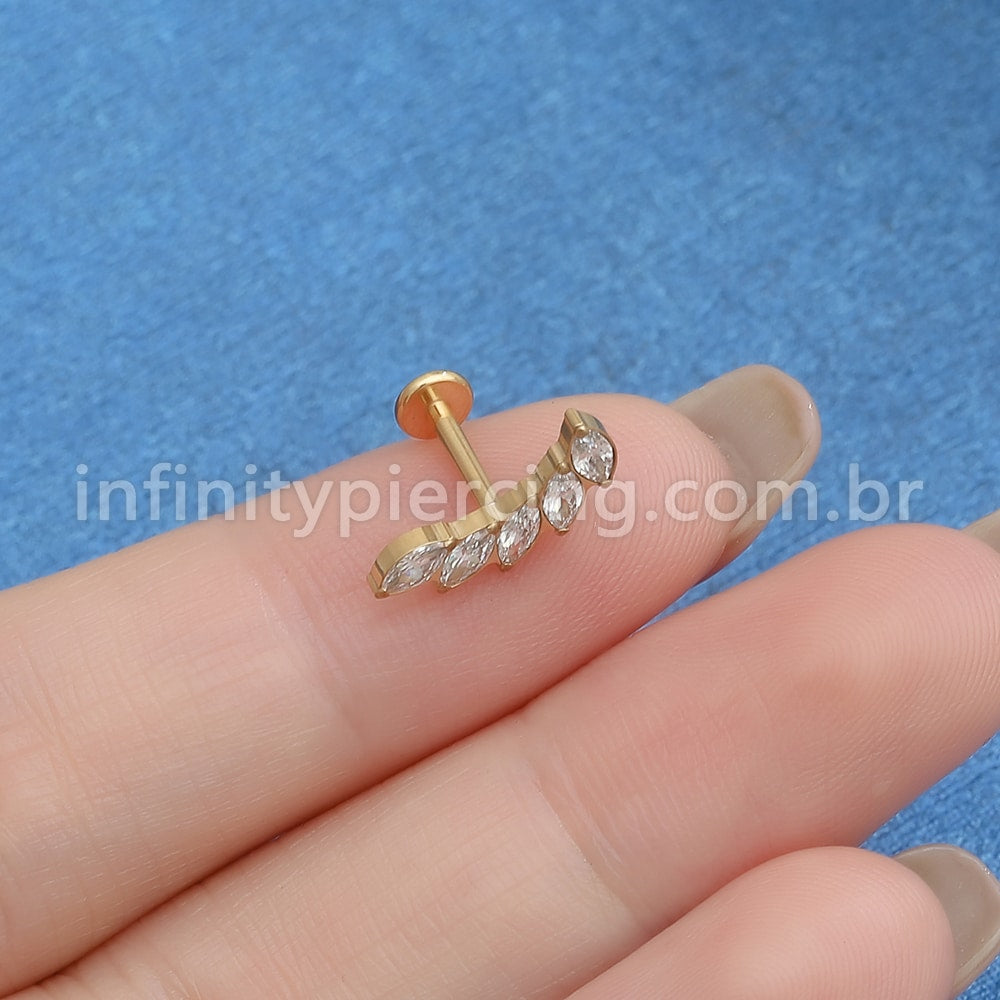 Piercing Labret Titânio Cluster Zircônias