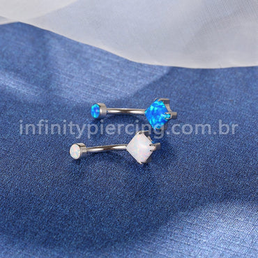 Piercing Banana Titânio Opala Quadrada