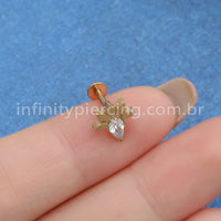Piercing Labret Titânio Detalhes Gota Zircônia