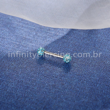Piercing Barbell Titânio Cristais Swaroski