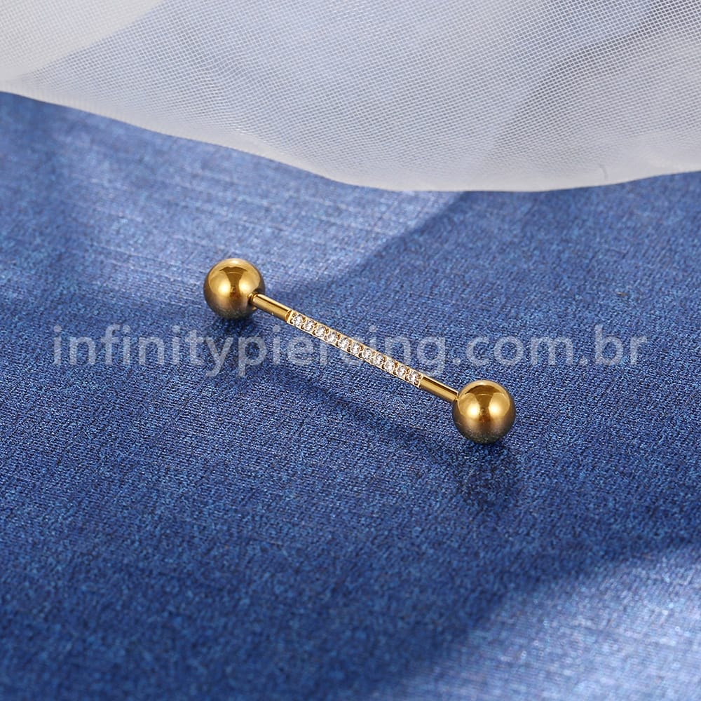 Piercing Mamilo Aço Cirúrgico Zircônia Cravejada