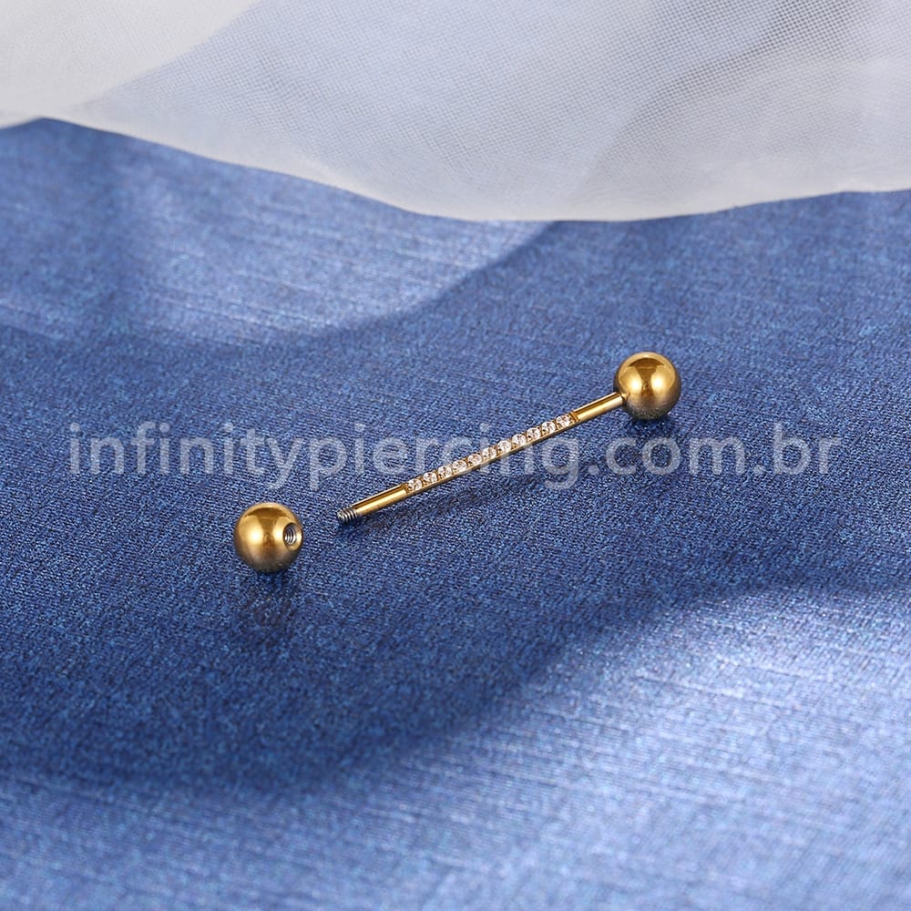 Piercing Mamilo Aço Cirúrgico Zircônia Cravejada
